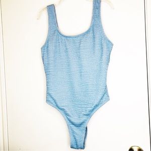 Powder Blue 1 Piece Swimsuit with Low Back